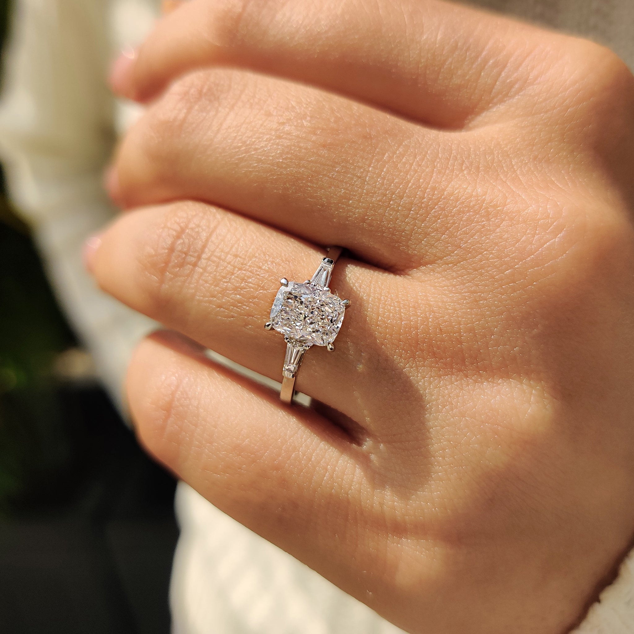 Cushion Hidden Halo Lab Grown Diamond Engagement Ring